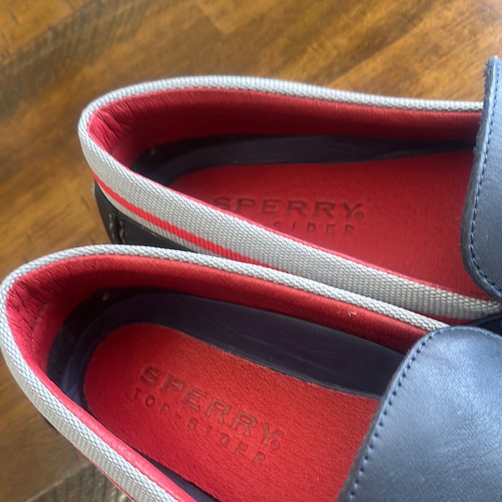 Sperry Black and Red Loafers Slip-Ons with Sporty Accents - Picture 10 of 11